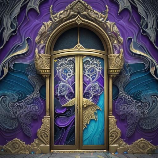 Lapis Lazuli Castle Doors in Abstract Fractal Art