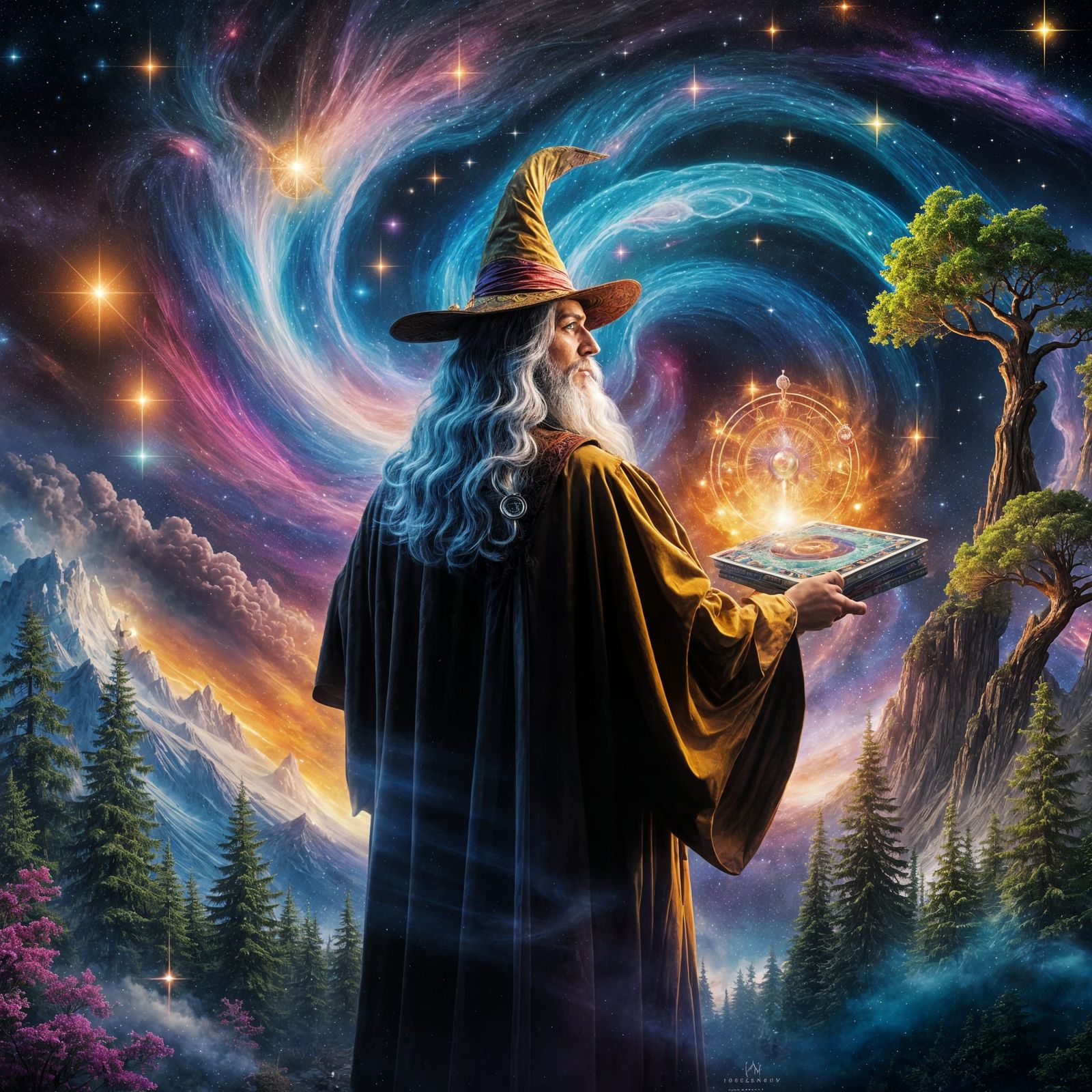 Wizard Tarot Card in Enchanted Galaxy