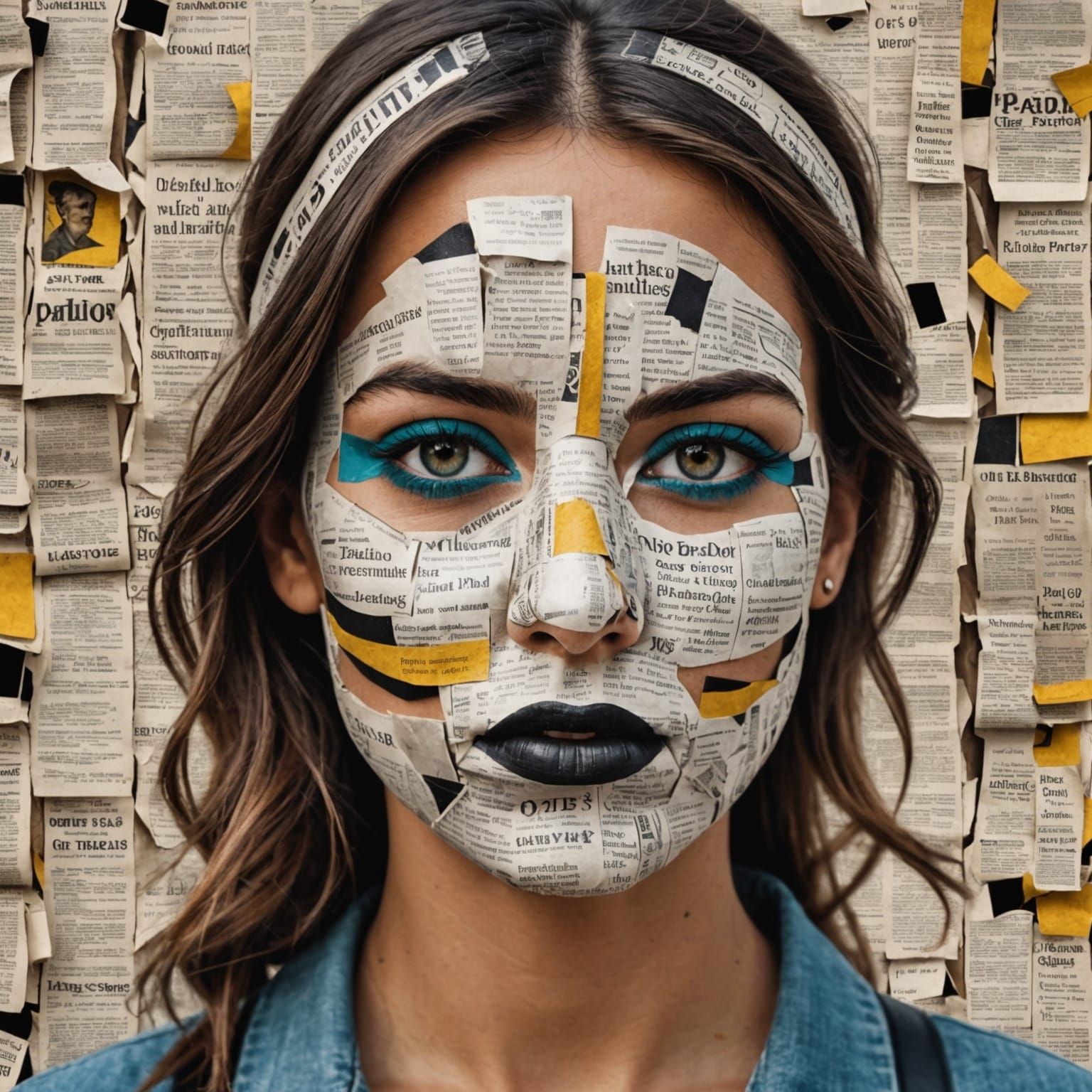 Cubist Woman with Newspaper Features