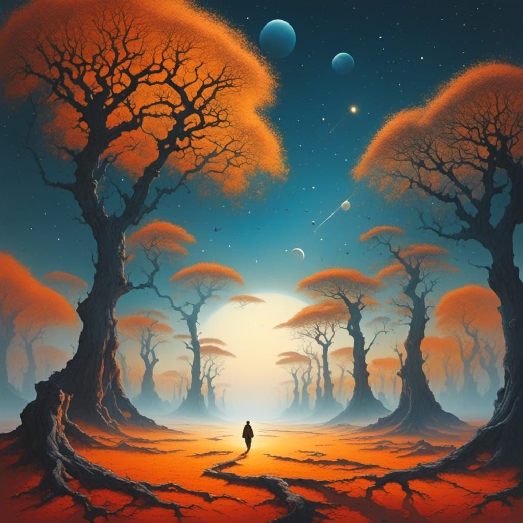 Surreal Trees Walk Off Earth into Space