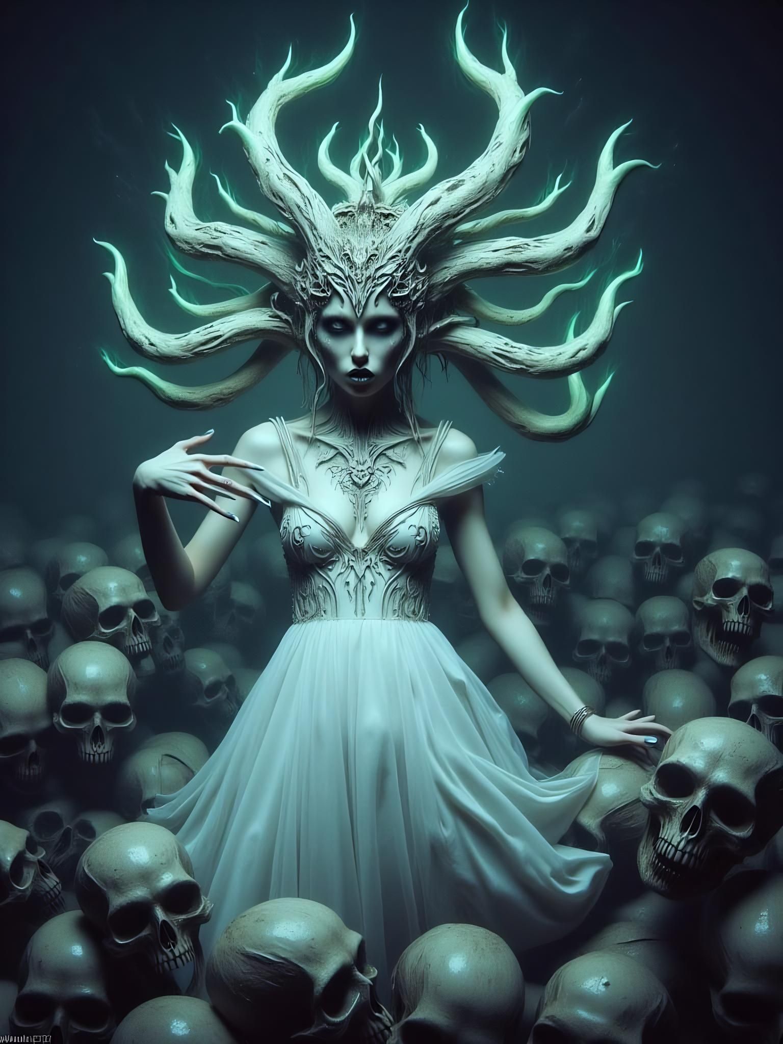 Dark Fantasy Necromancer in Comic Book Style