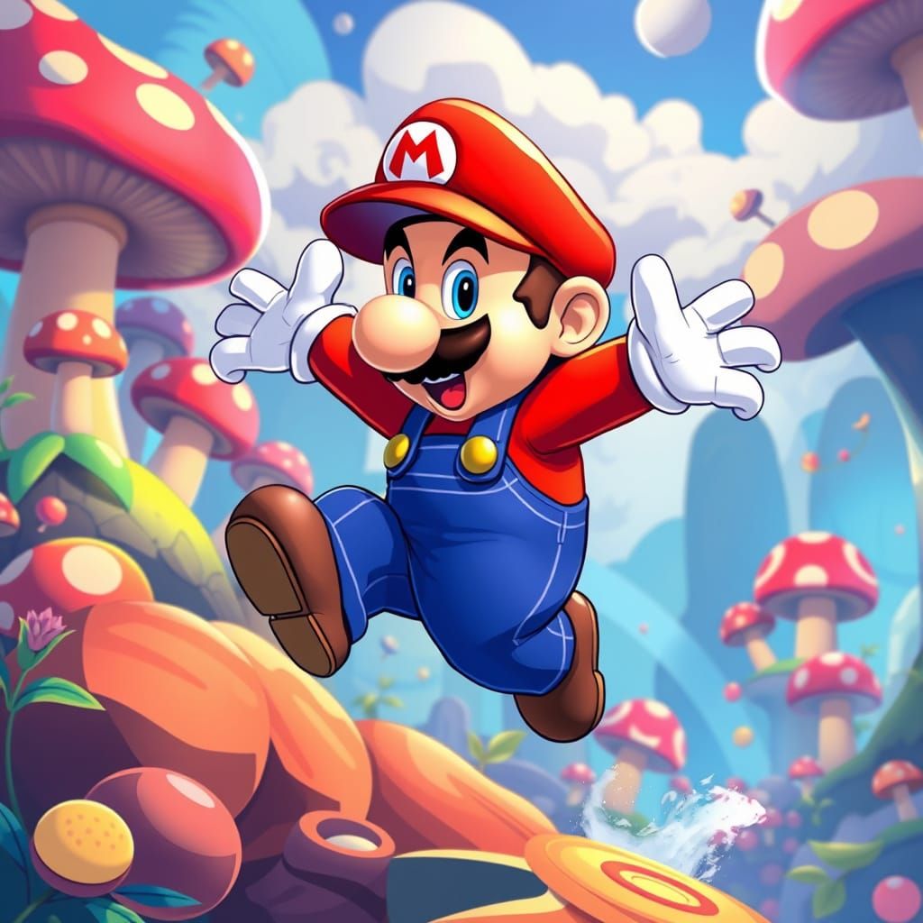 Mario Jumps in a Sci-Fi Mushroom Kingdom
