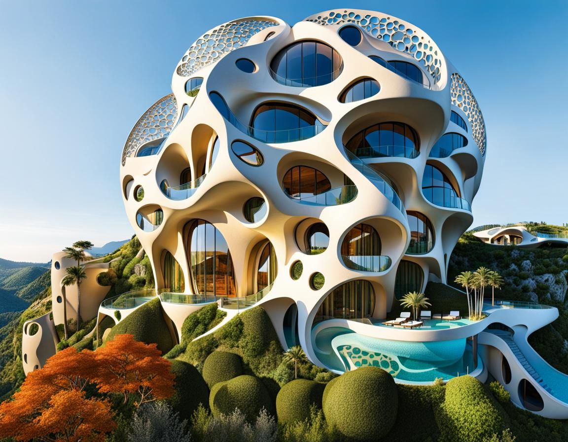 Biomorphic Resort in Futuristic Modernist Style