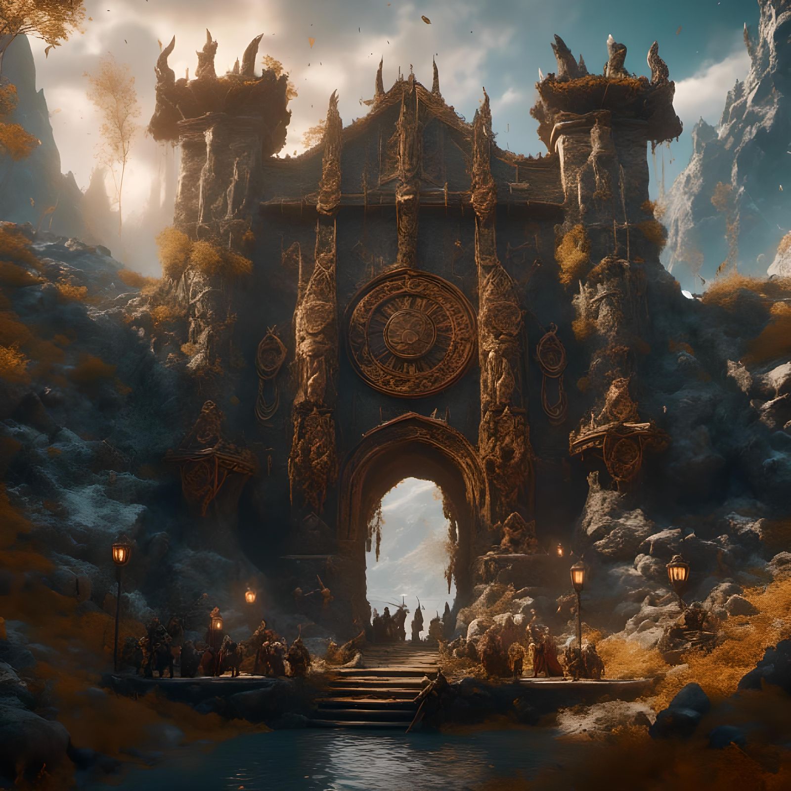 Vikings Celebrate at Valhalla in Detailed Matte Painting