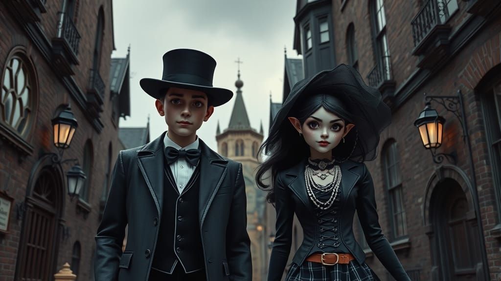 Eccentric Gothic Duo Embark on Mysterious Streets