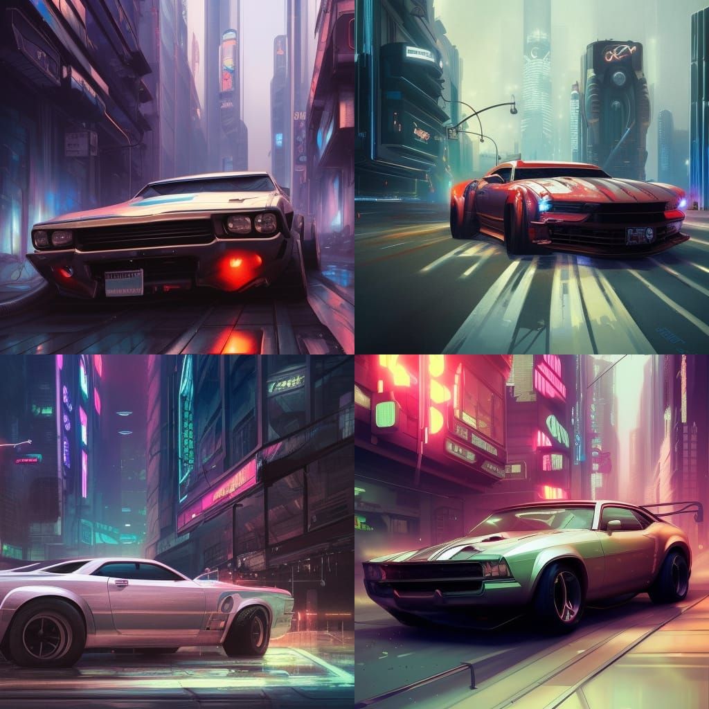 Cyberpunk Muscle Car Concept Art Portrait