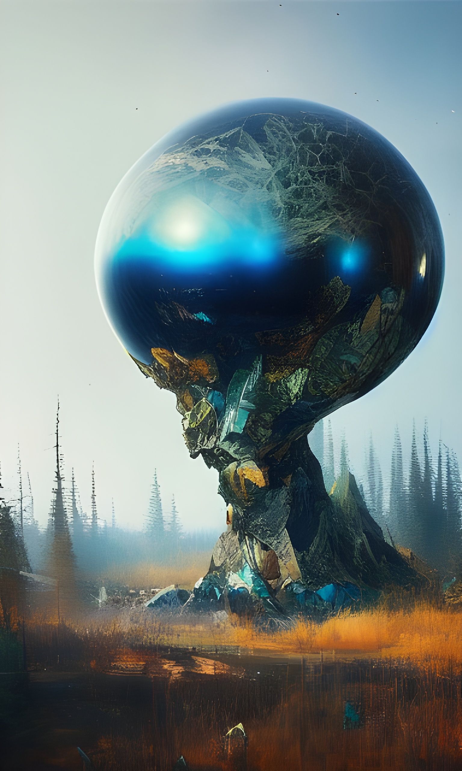 Extraterrestrial Landscape in a Strange Digital Painting