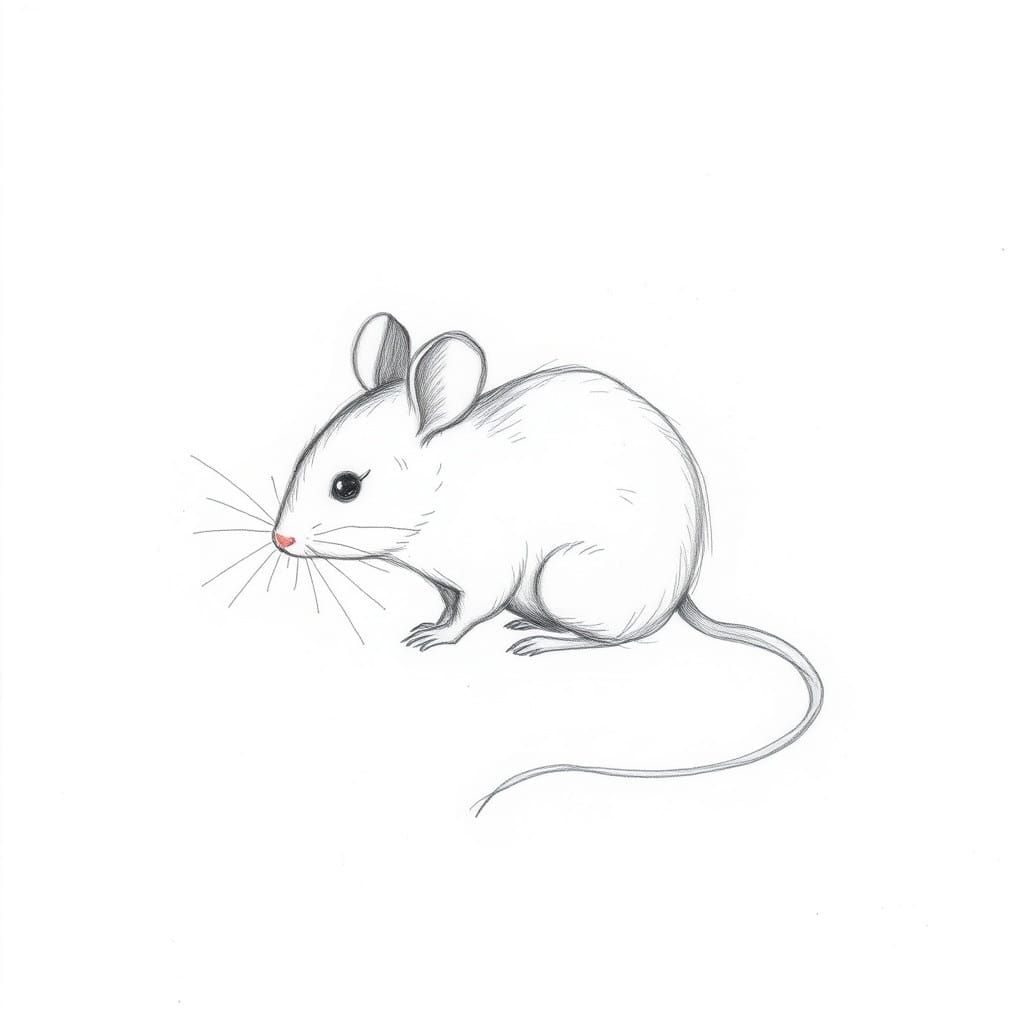 Whimsical Mouse Sketch in Gentle Lines