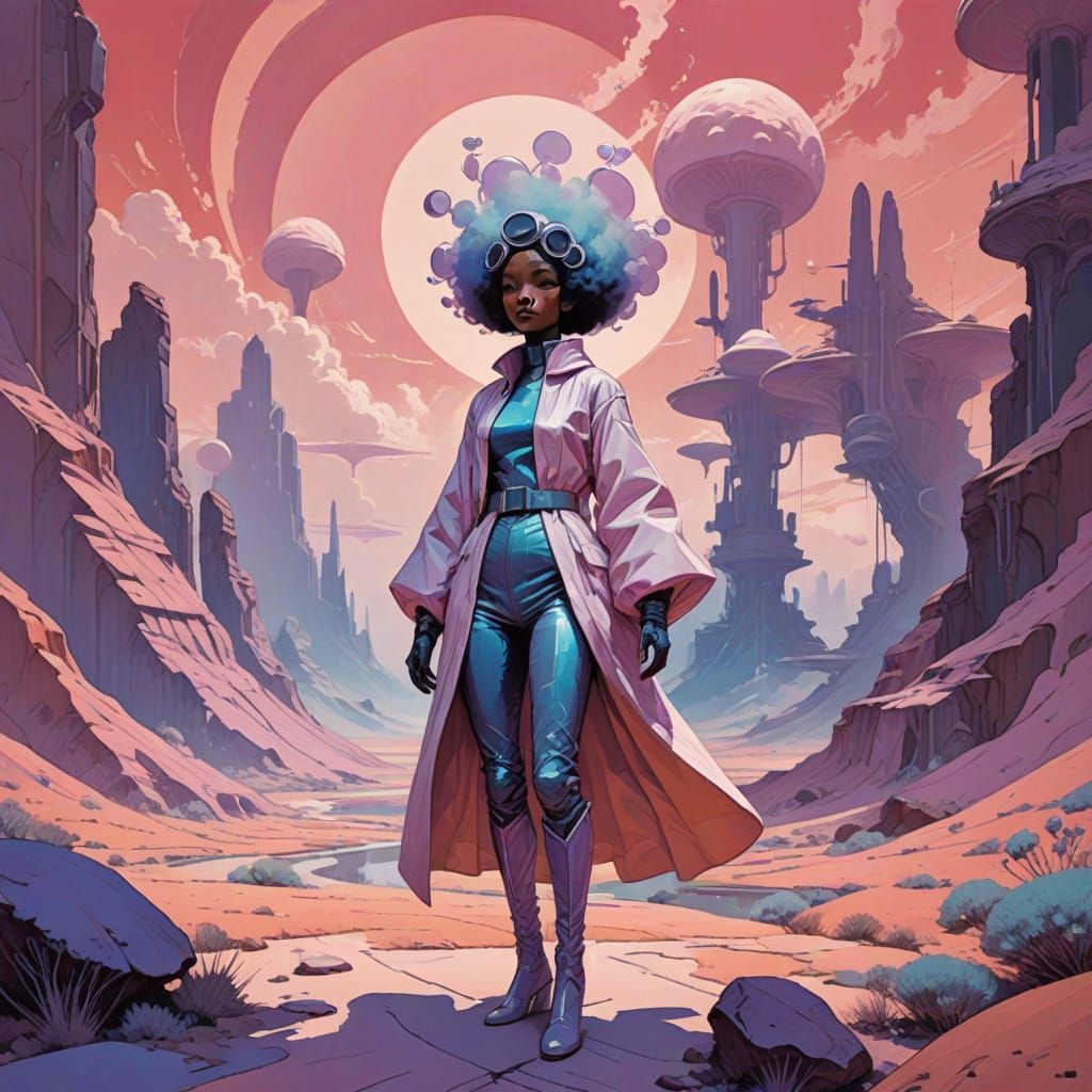 Surreal Marshmallowpunk Rider Glides Across Whimsical Pastel...