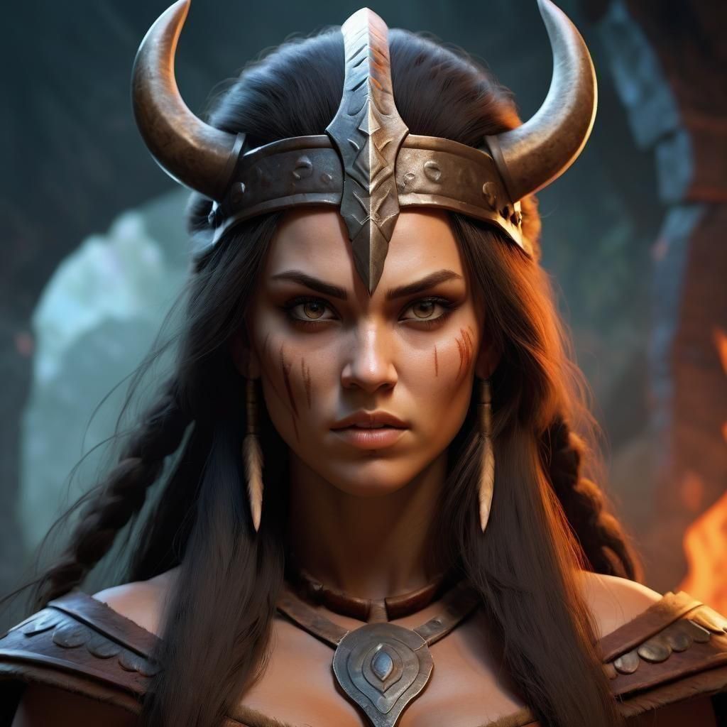 Hyperrealistic Barbarian Priestess Concept Art