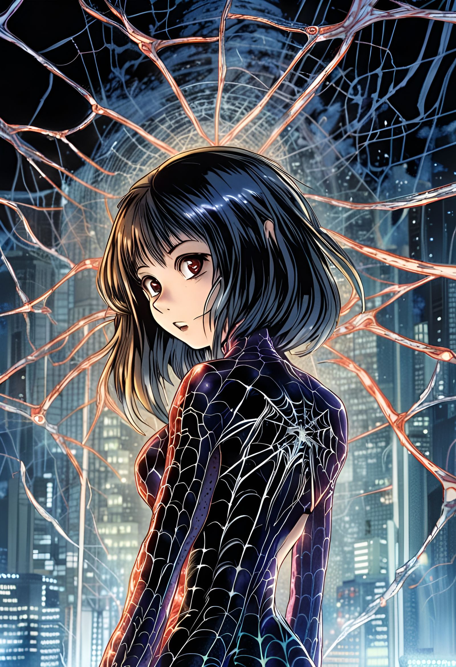 Futuristic Spider-Girl in Anime Style