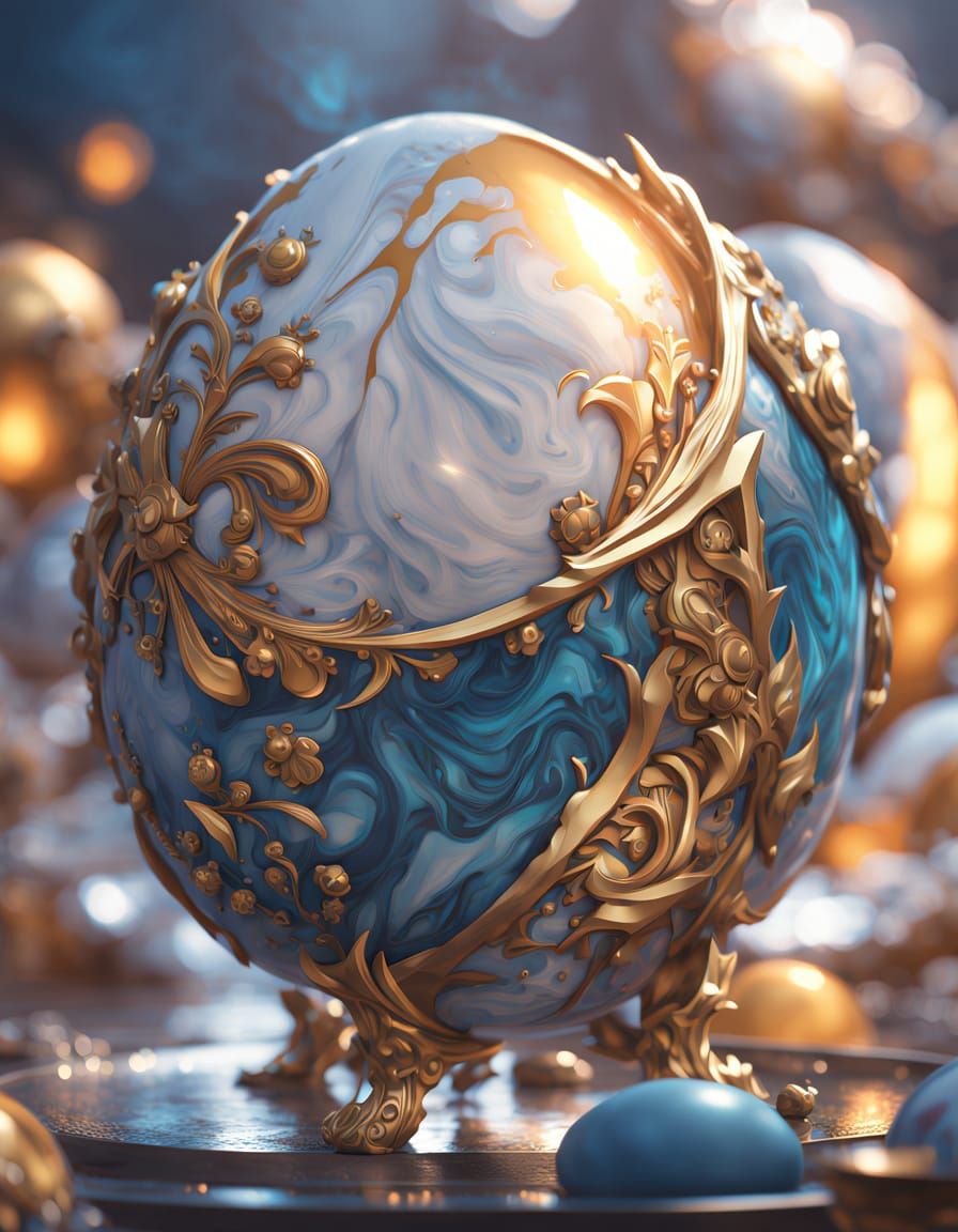 Surreal Egg Concept Art in Vibrant, Polychromatic Colors