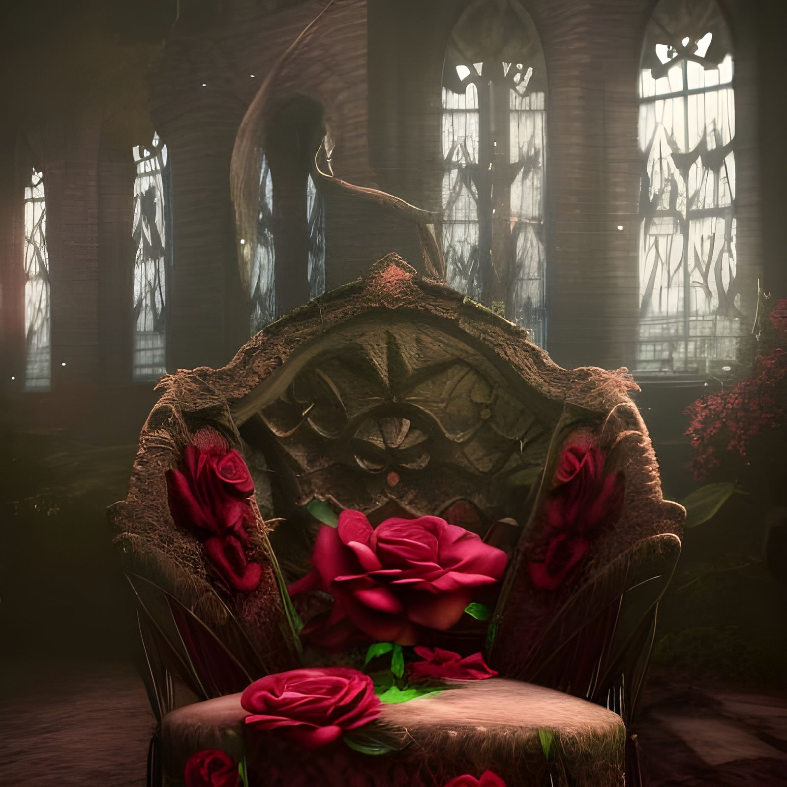 Gothic Roses and Thorns Around Chair