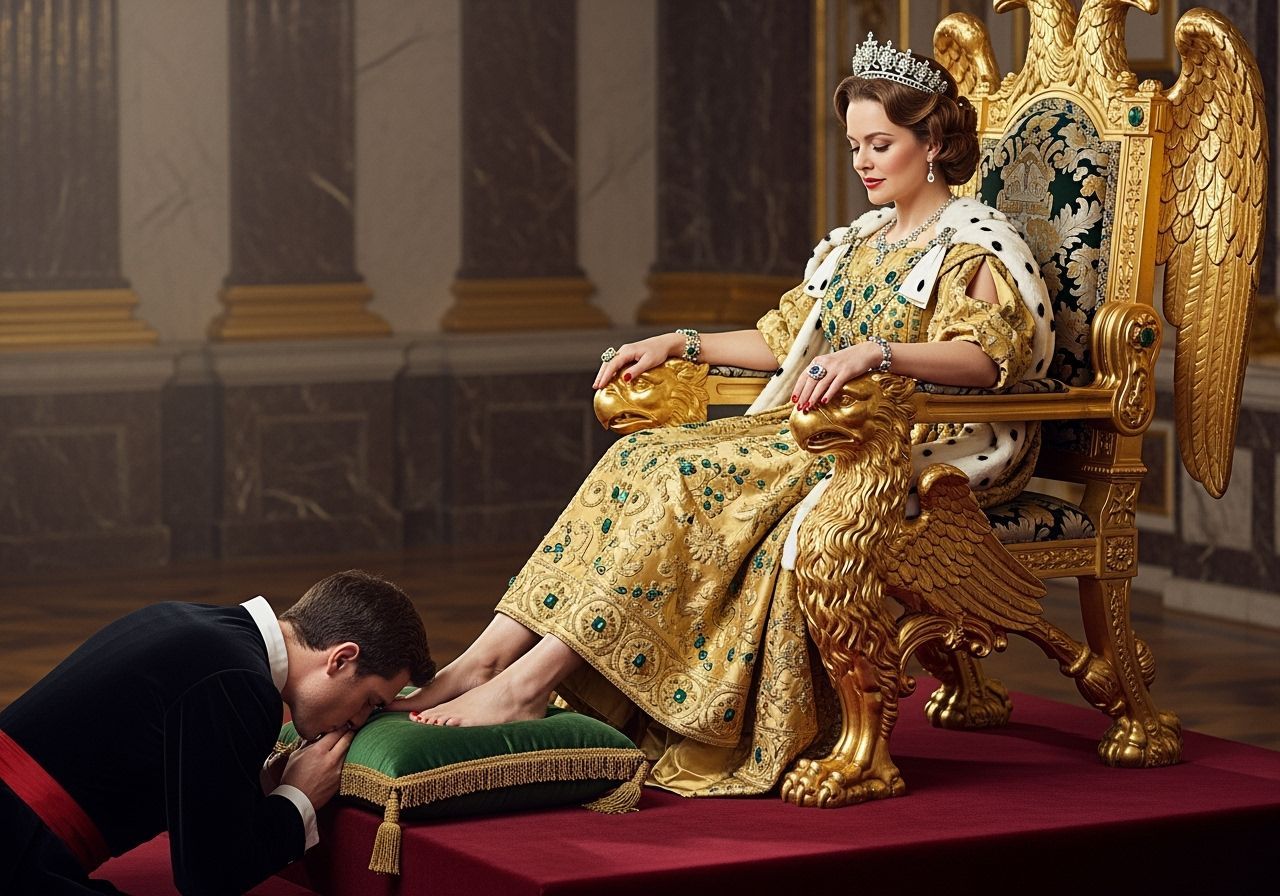 French Empress on Eagle Throne in Opulent Palace