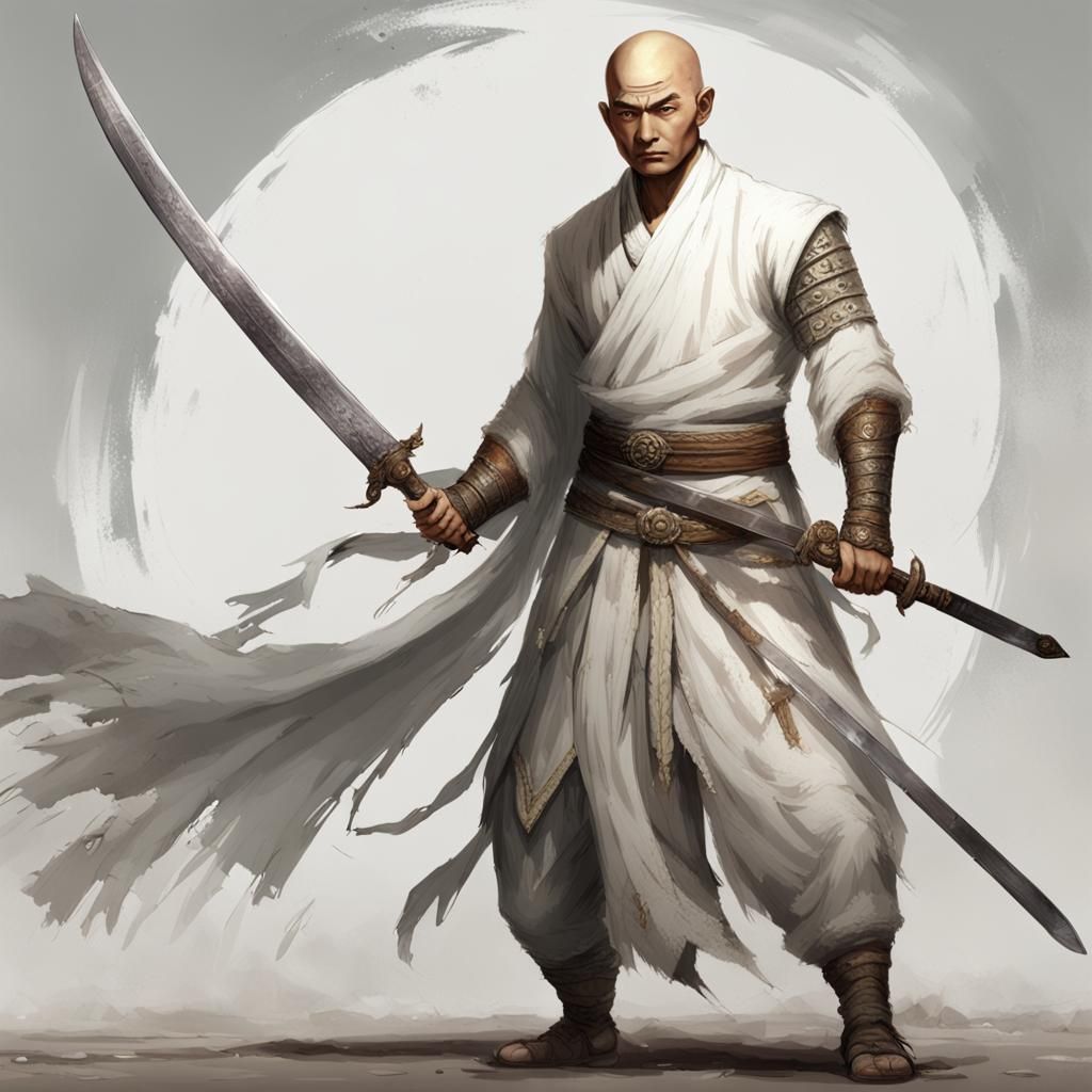Szeth with Shaved Head Holding Sword
