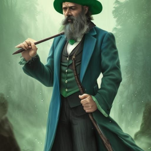 Victorian Sorcerer Addicted to Magic: Detailed Digital Paint...