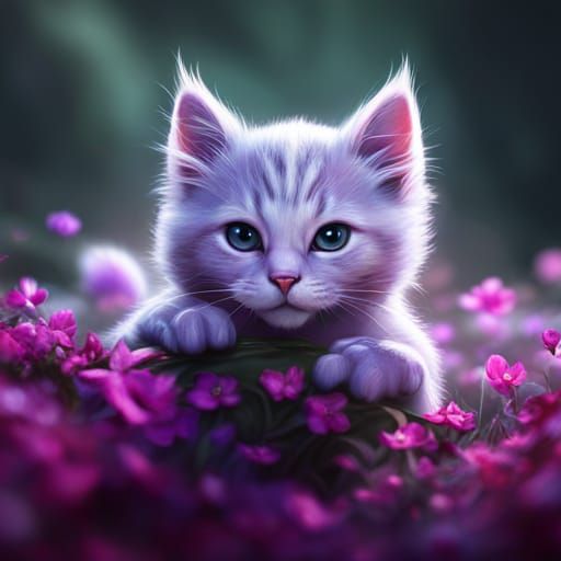 Cute Purple Kitten with Shining Claws
