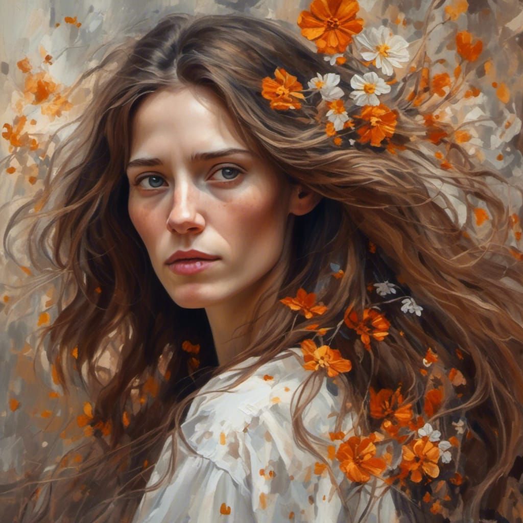 Elegant Woman Portrait in Impressionist Style