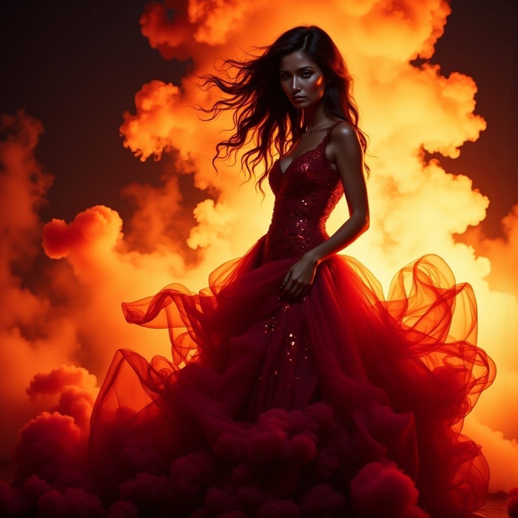 Surreal Flames Dance in Fiery Landscape