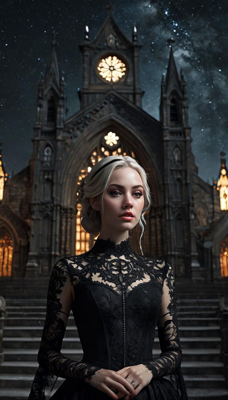 Gothic Girl with Tattoos in Dark Fantasy Art