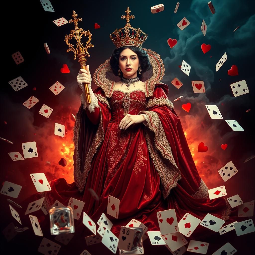 Majestic Queen of Hearts in Regal Victorian Style