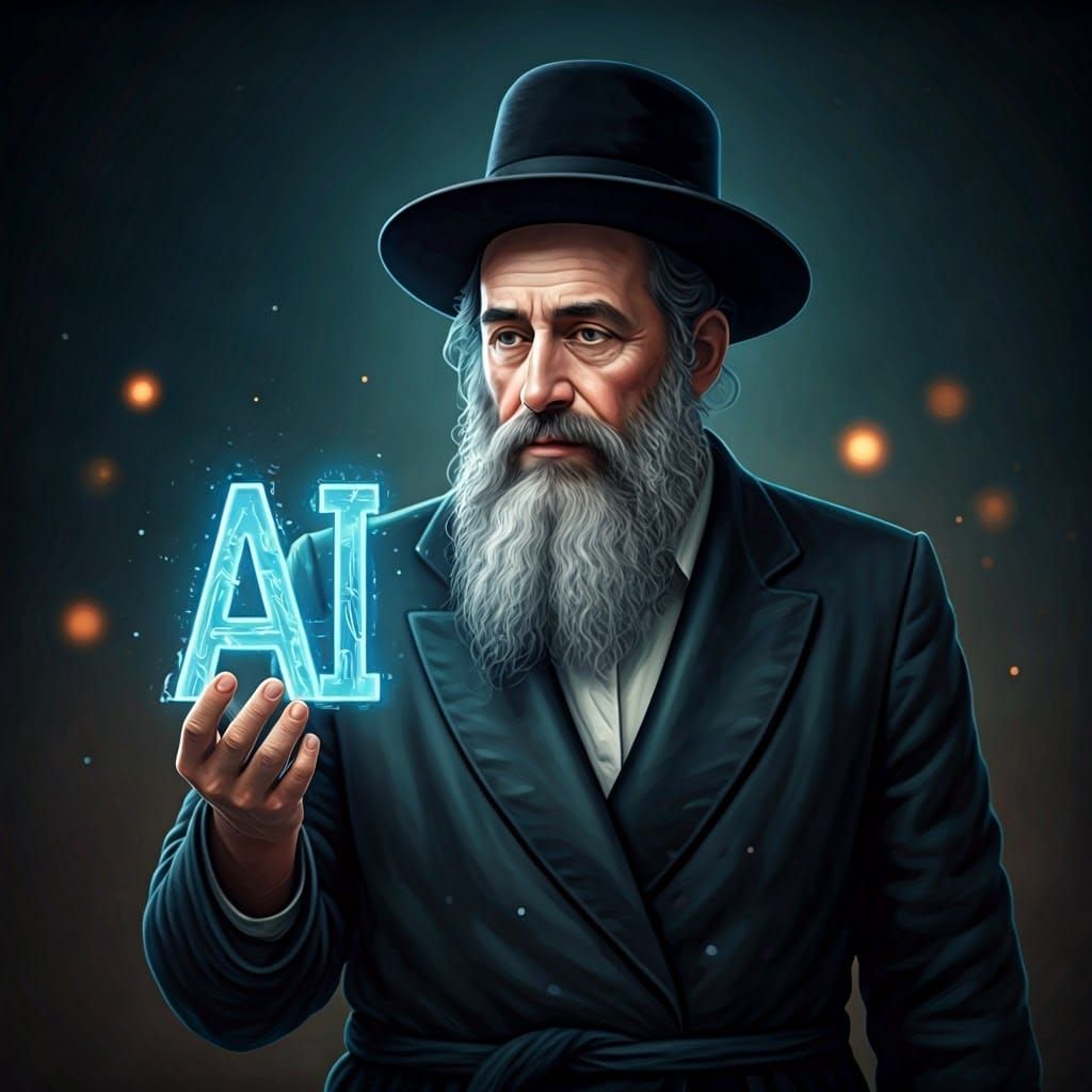 A Hasidic Jew in traditional clothing holds in his hand the ...