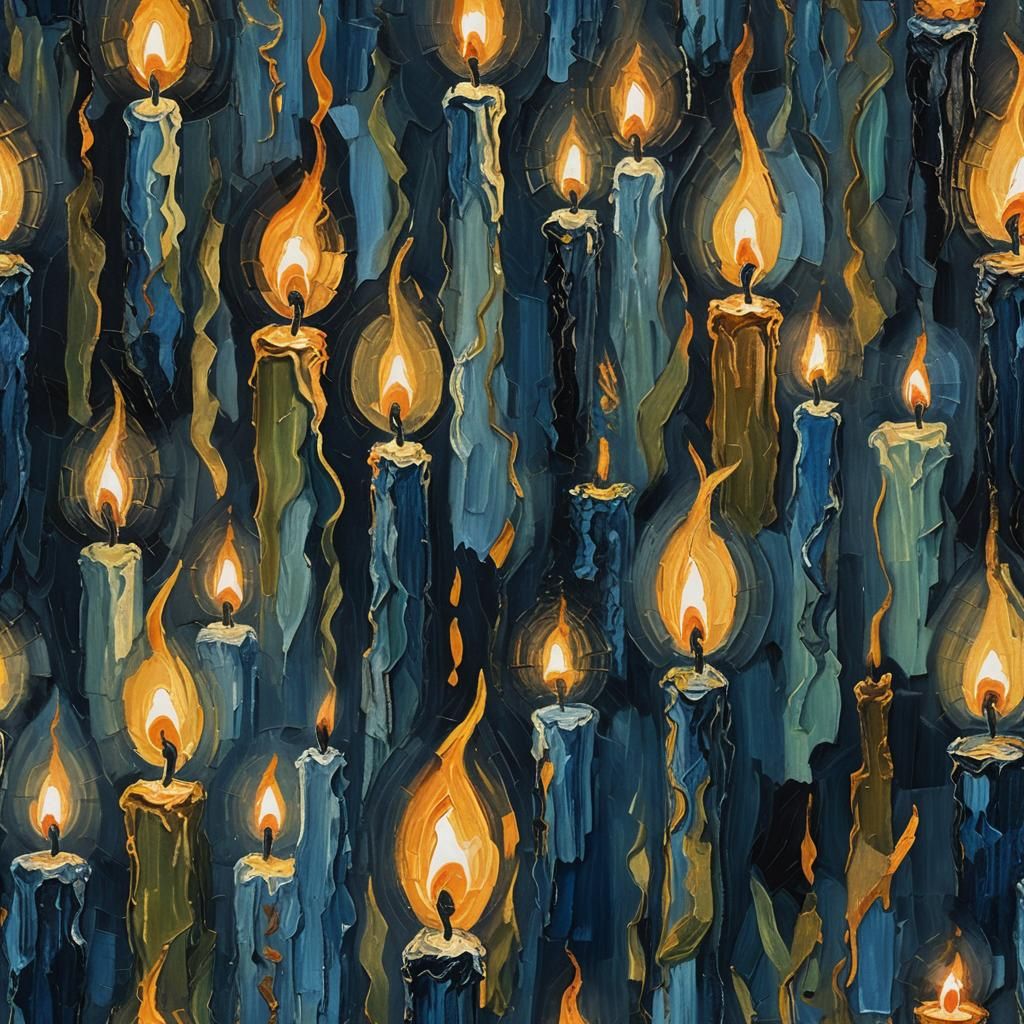 Candle in Darkness: Gouache Impressionist Masterpiece