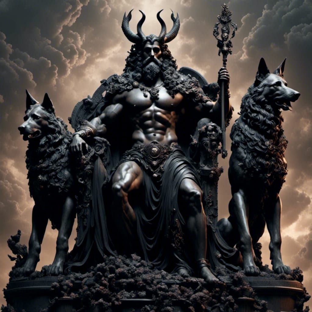 Hades with German Shepherd in Fantasy Style