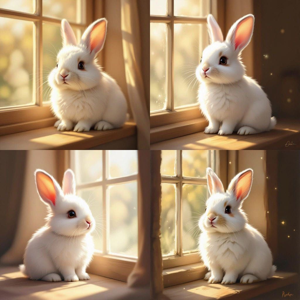 Cute Rabbit Waits Patiently By Sunny Window