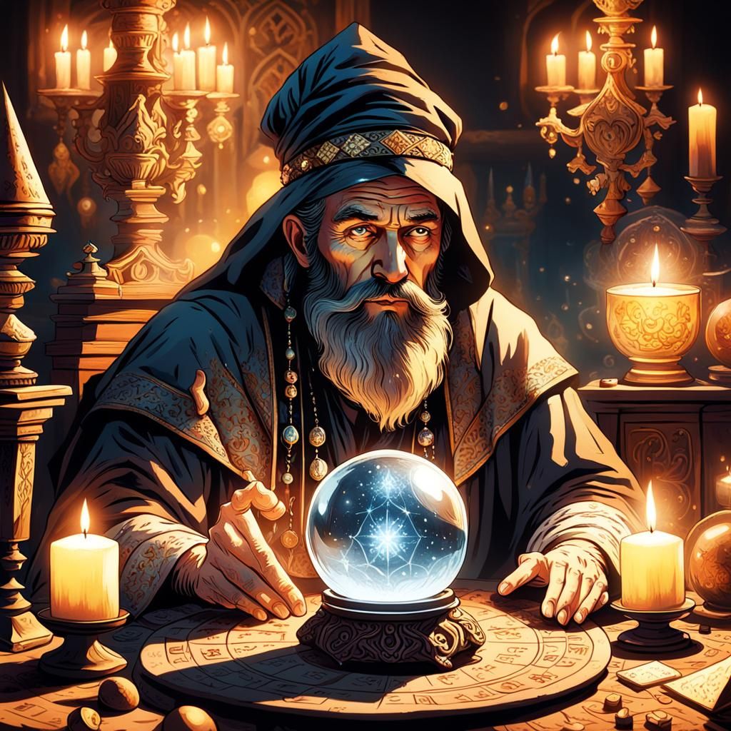 Mysterious Fortune Teller in Beksiński Style