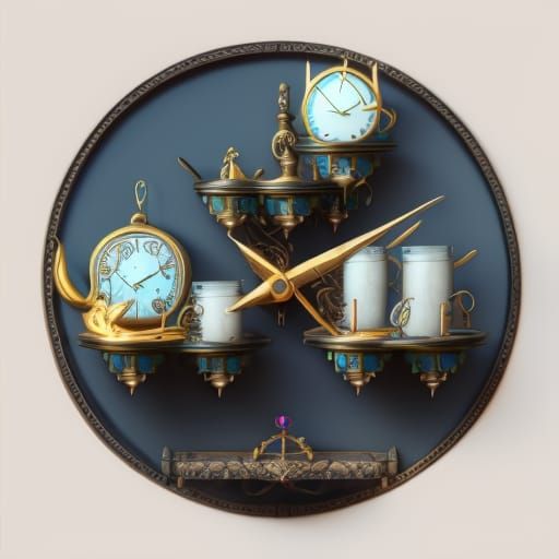 Gold Pocket Watches on Wall: Detailed Matte Painting