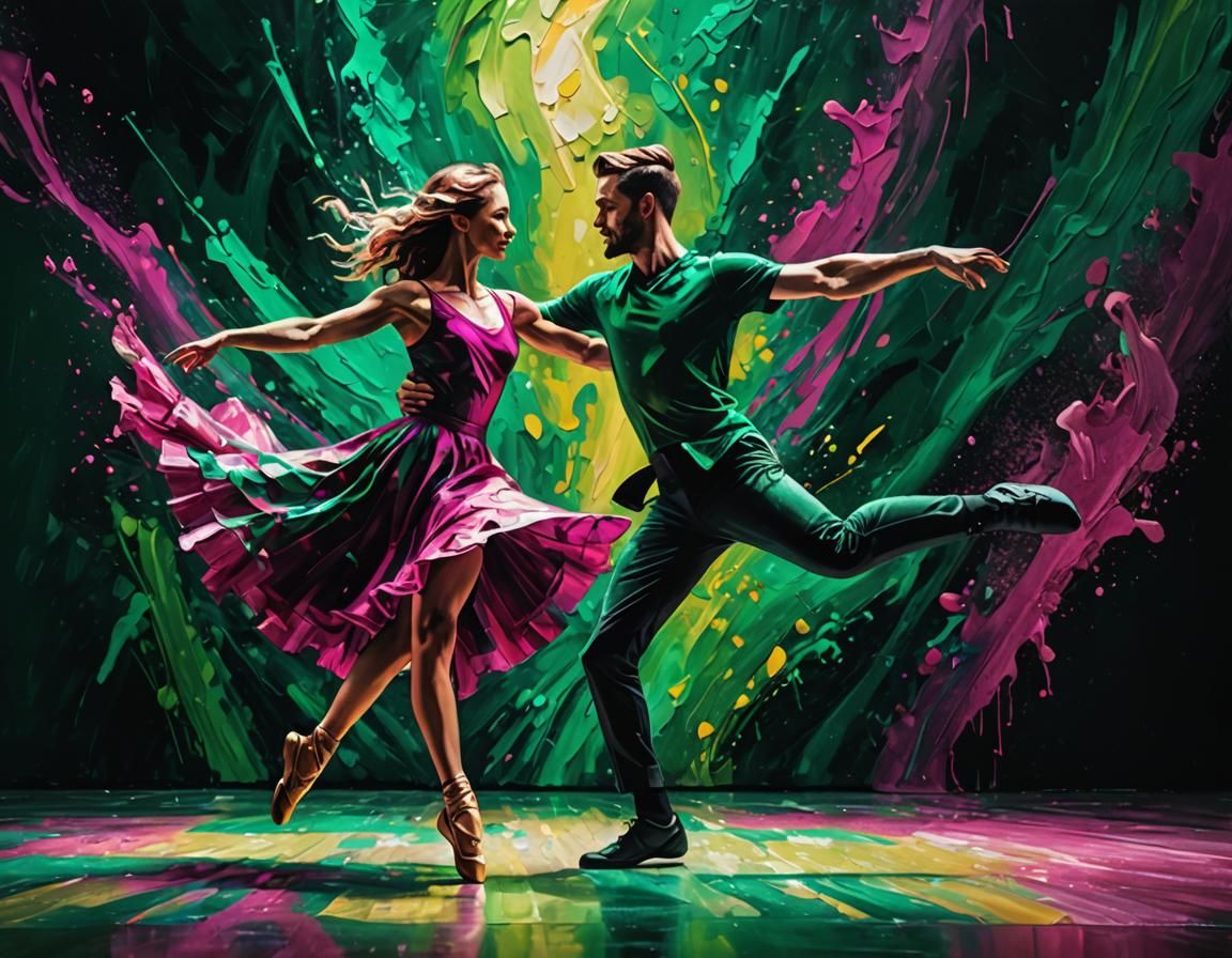 Dancers in Pirouette: Impasto Concept Art