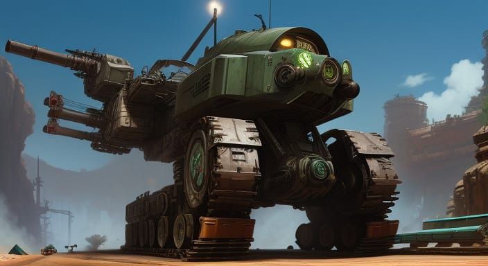 Cyberpunk Mech Warrior in a Futuristic Trackmania Landscape