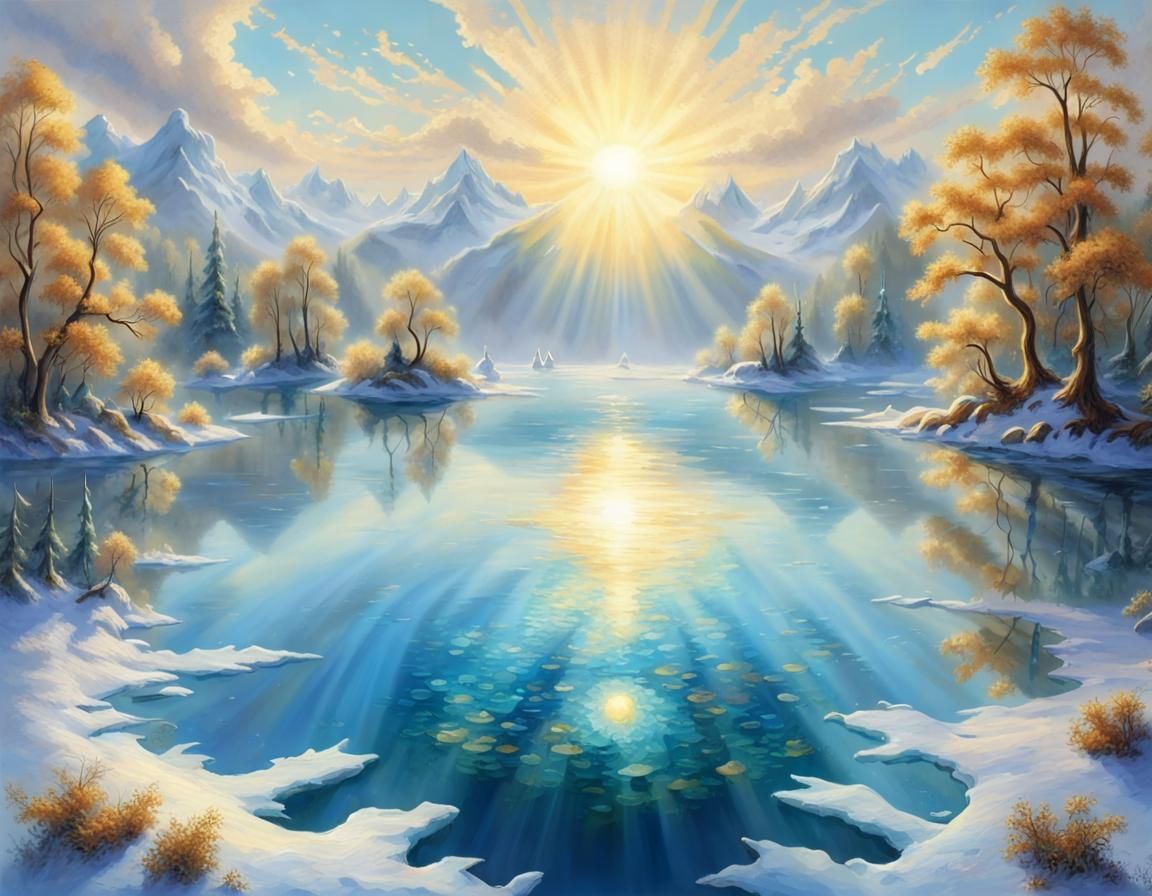 Golden Sun Pendant Radiating Light Underwater