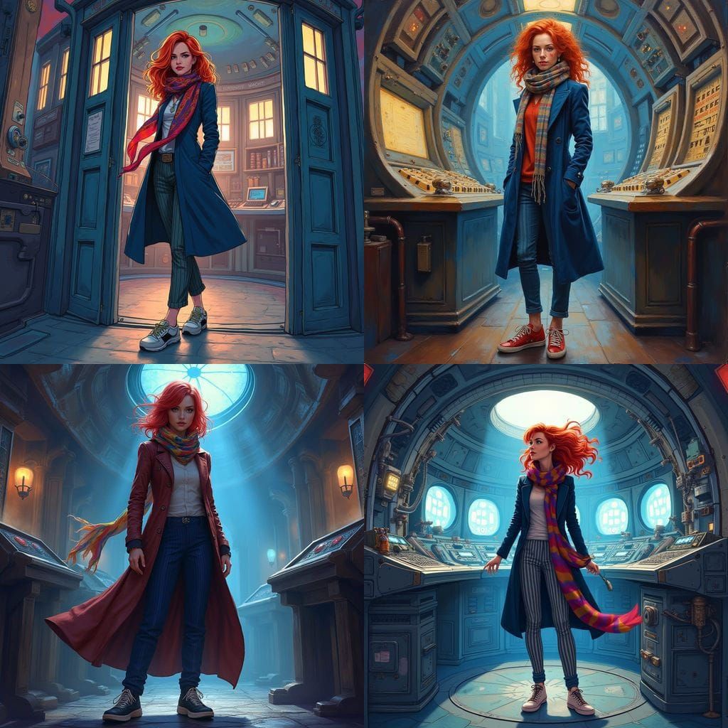 Redhead Doctor in Tardis Console Room