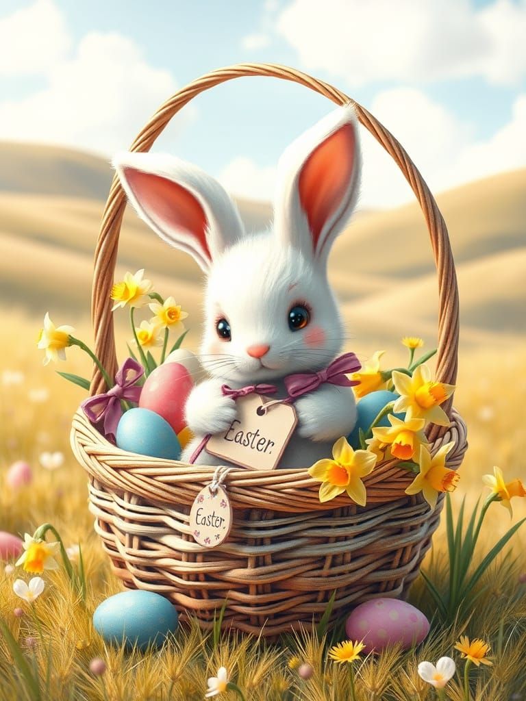 Whimsical Easter Bunny in Pastel Wonderland