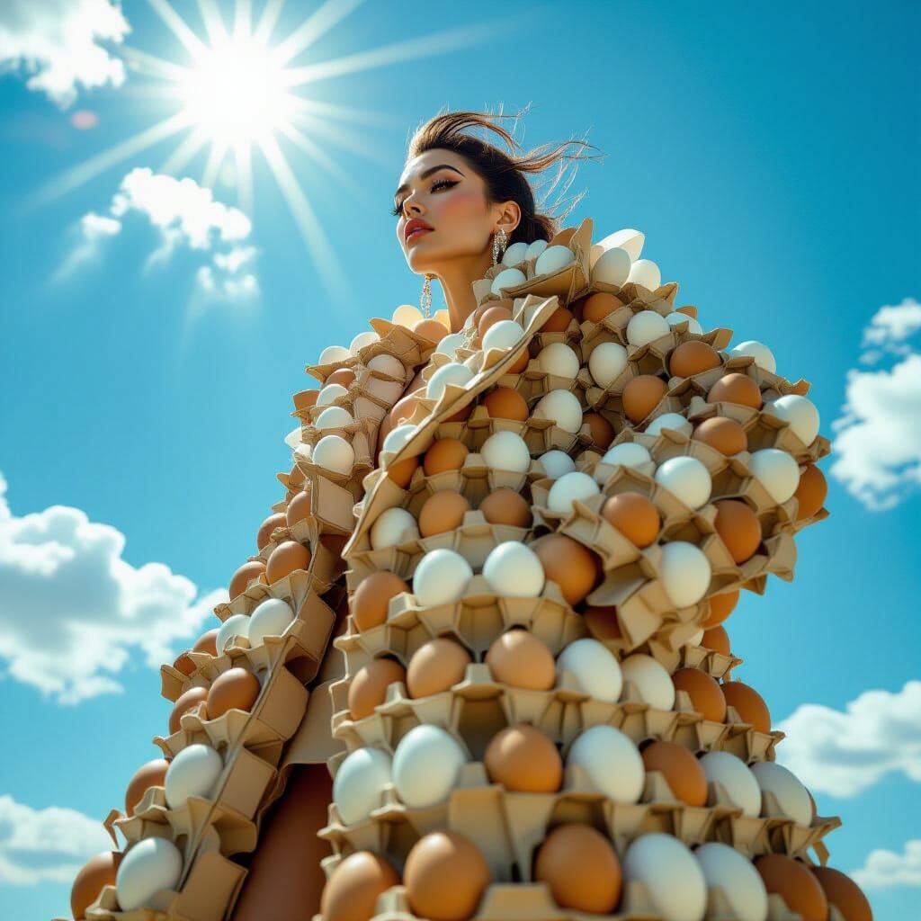 Egg Carton Couture: A Photorealistic Fashion Statement