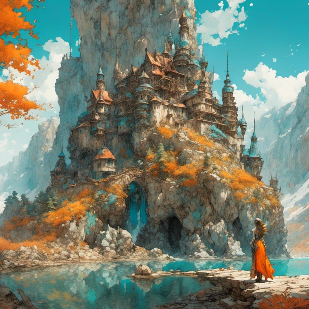 Dragon and Queen in Art Nouveau Style