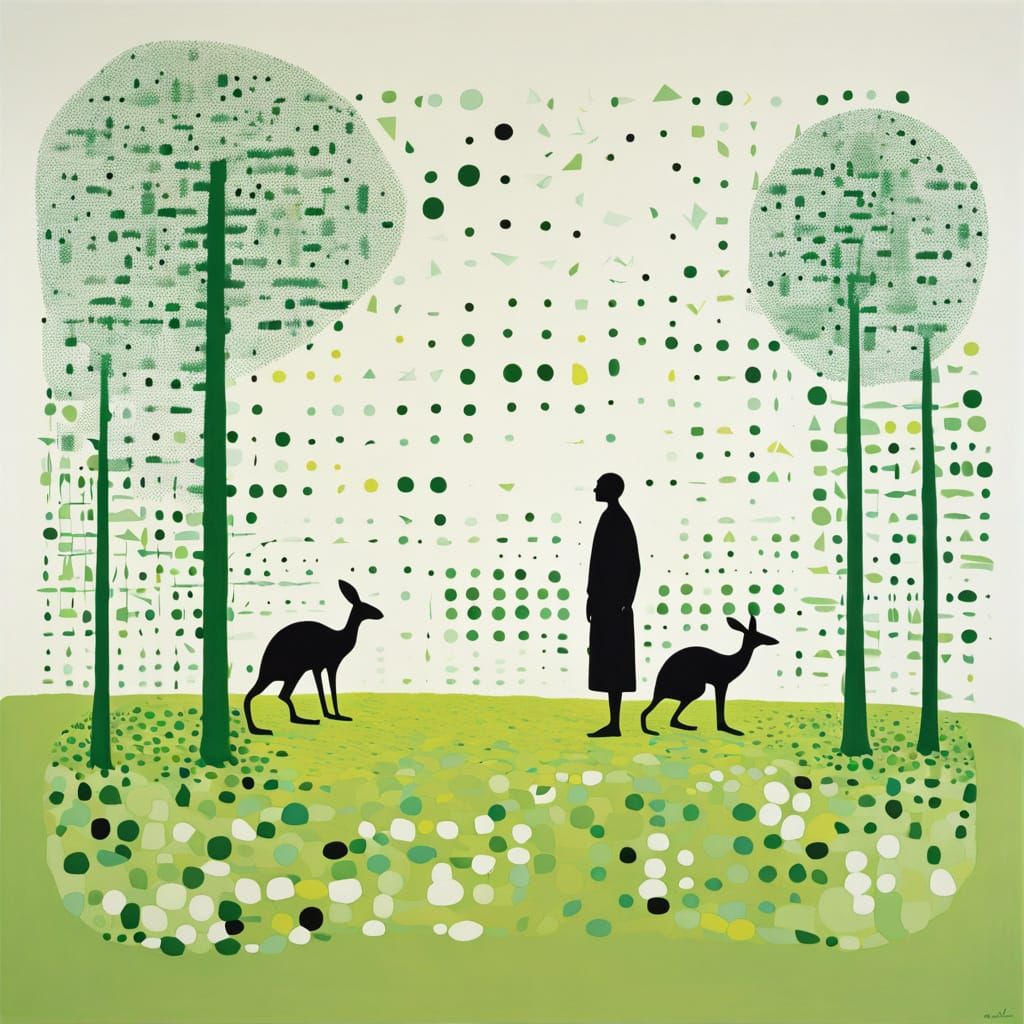 Abstract Portrait of Kangaroos in Neutral Tones