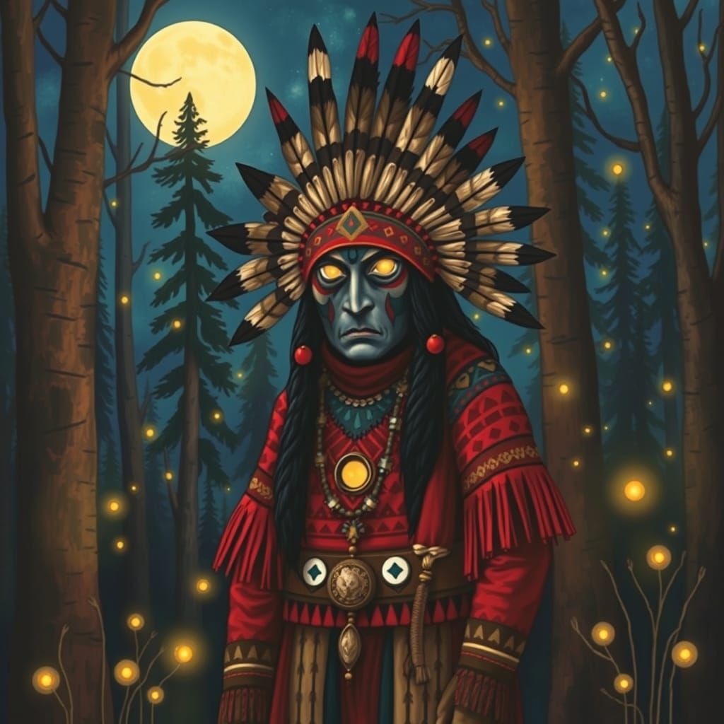 Majestic Iktomi in Native American Art Style