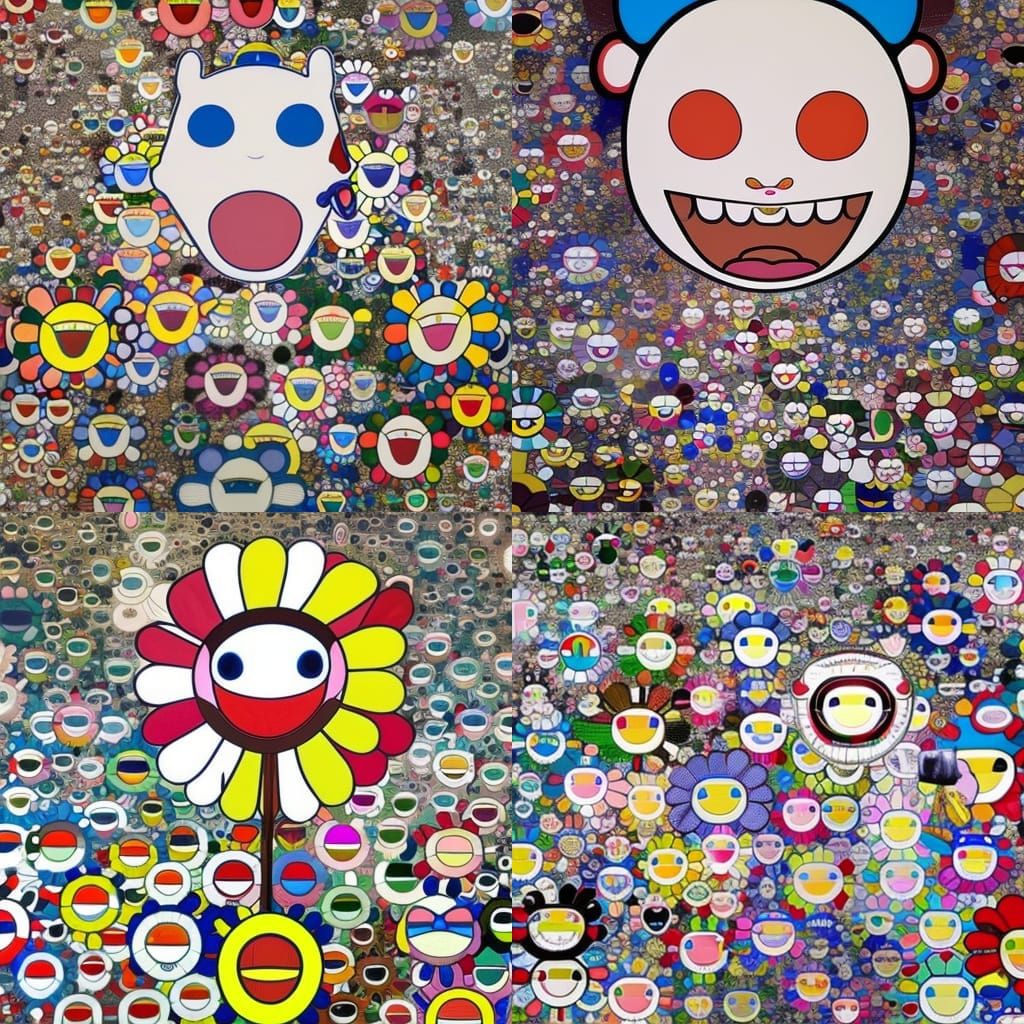 Abstract Surreal Art in Takashi Murakami Style