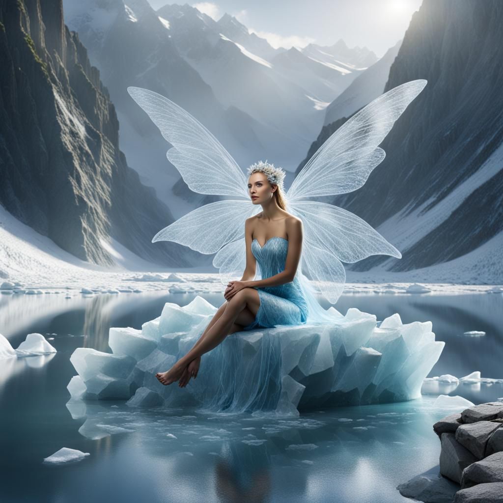 Water Fairy on Glacier in Morning Light