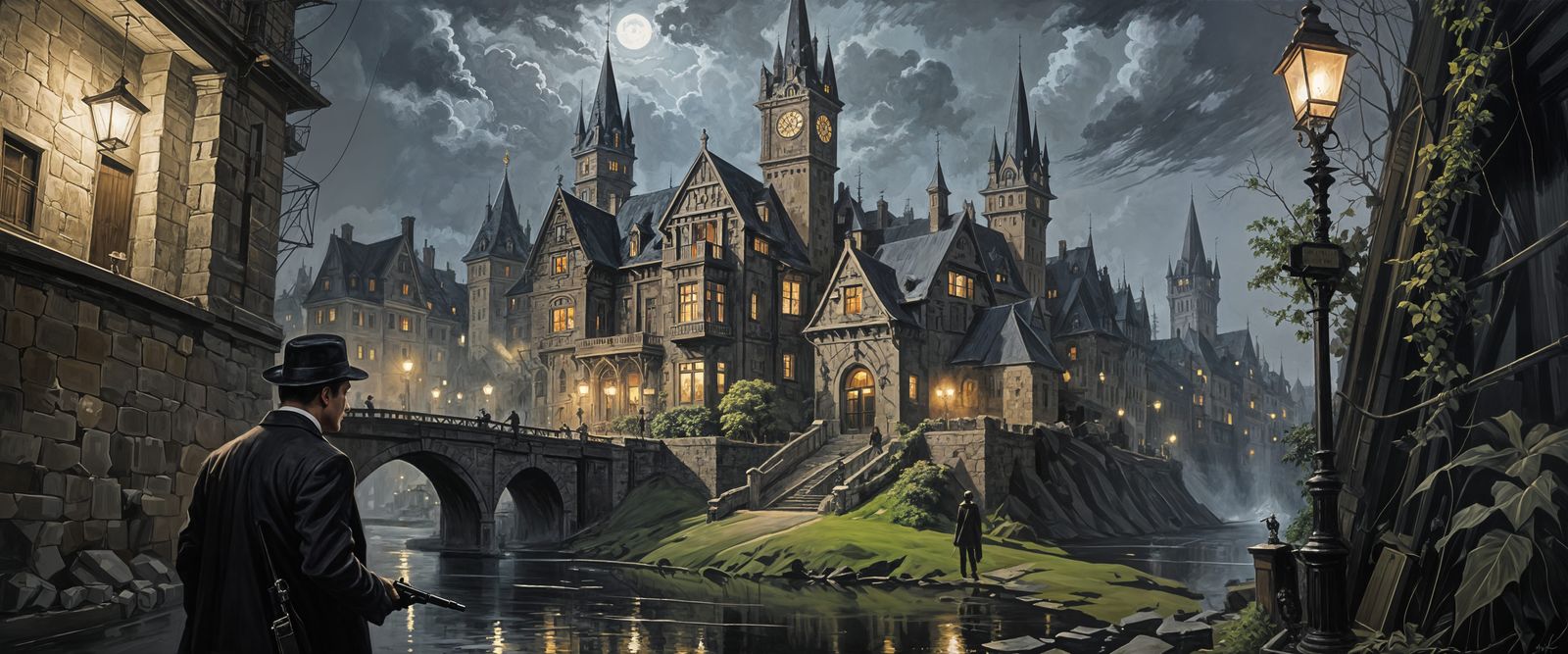 Noir Night Scene with Secrets and Danger