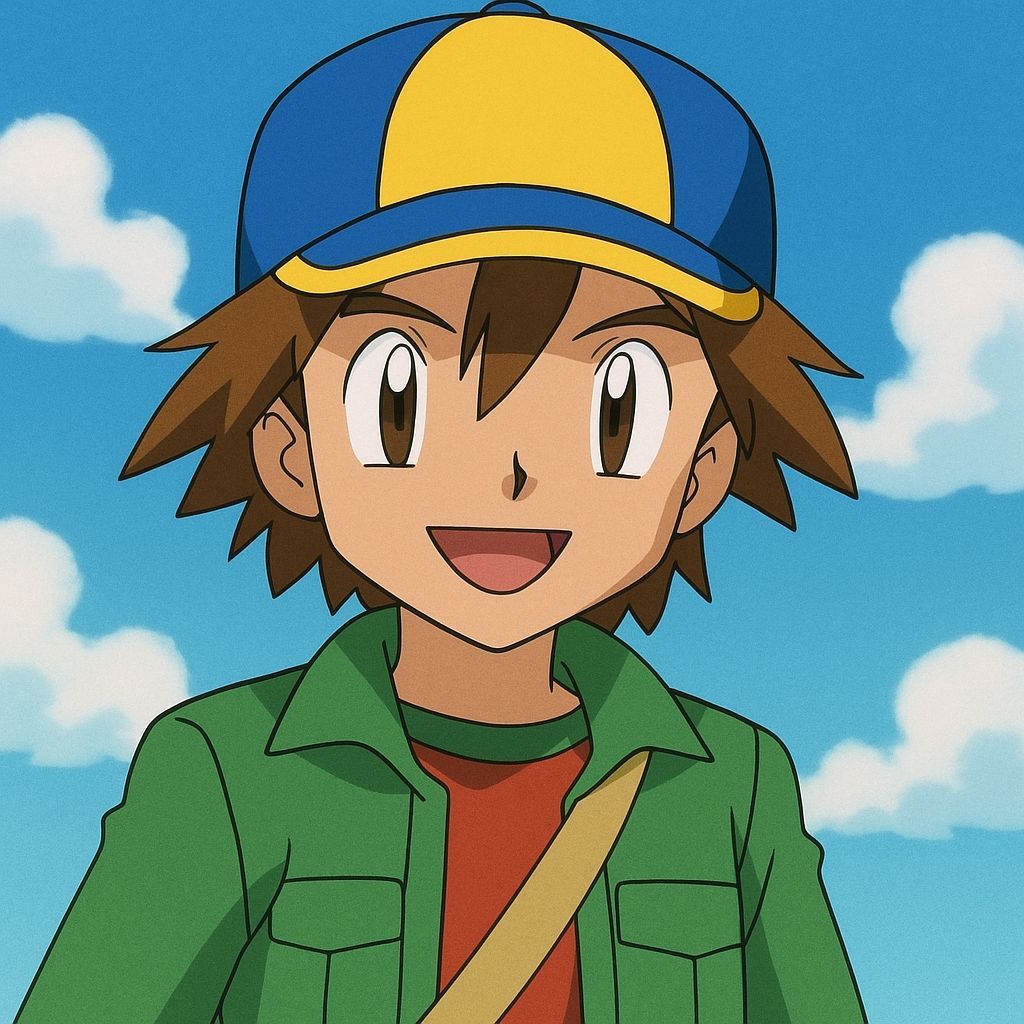 Pokémon's Ritchie with Blue and Yellow Hat
