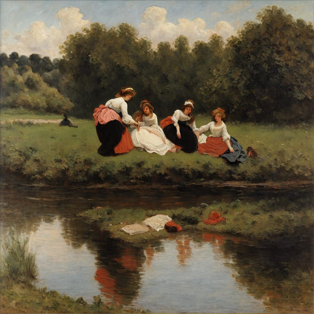 Young Ladies on the Bank of the Seine