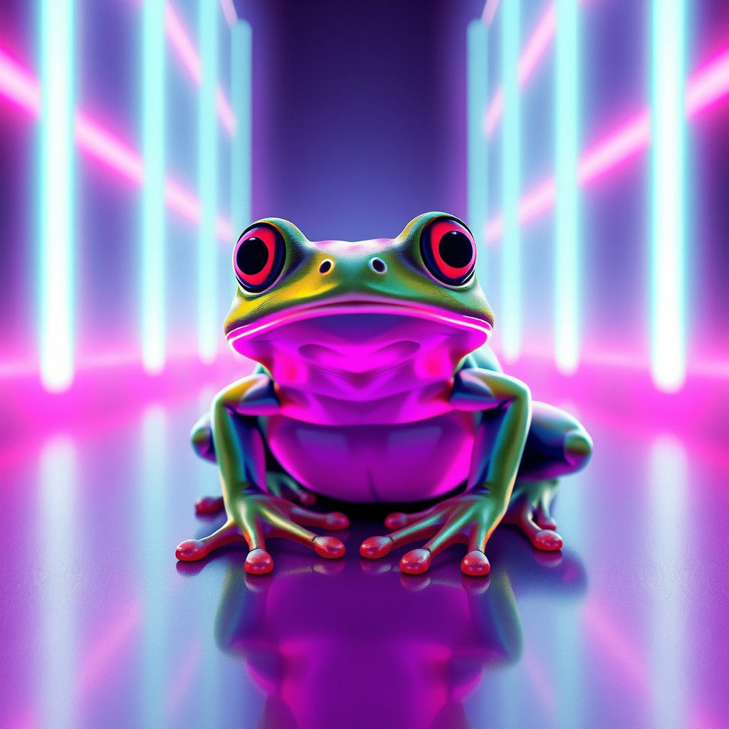 Synthwave Frog in Neon Retro Style