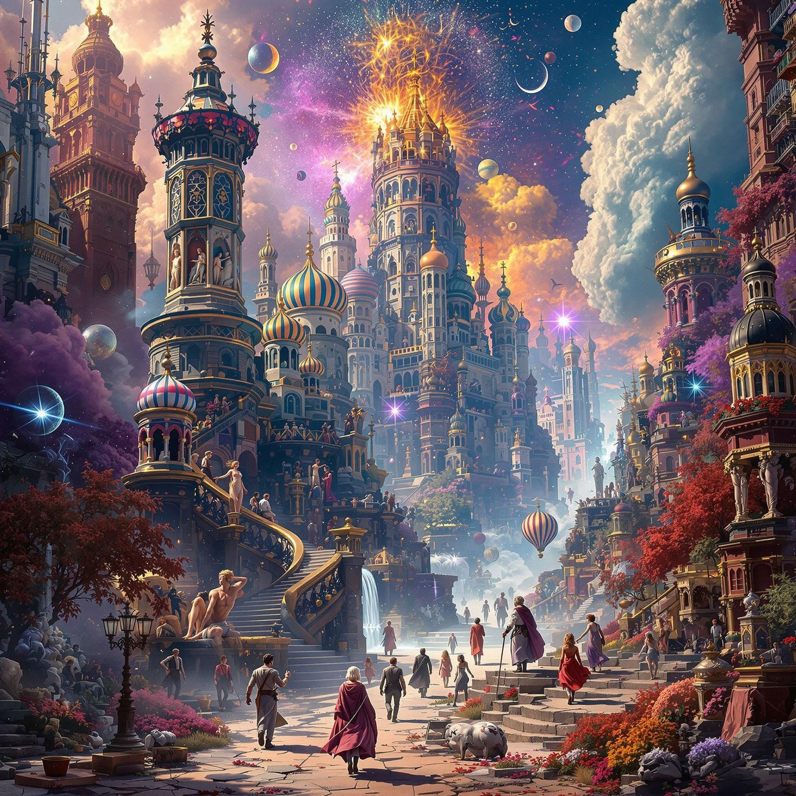 Timeless Titans: A Futuristic Mosaic of History and Wonder