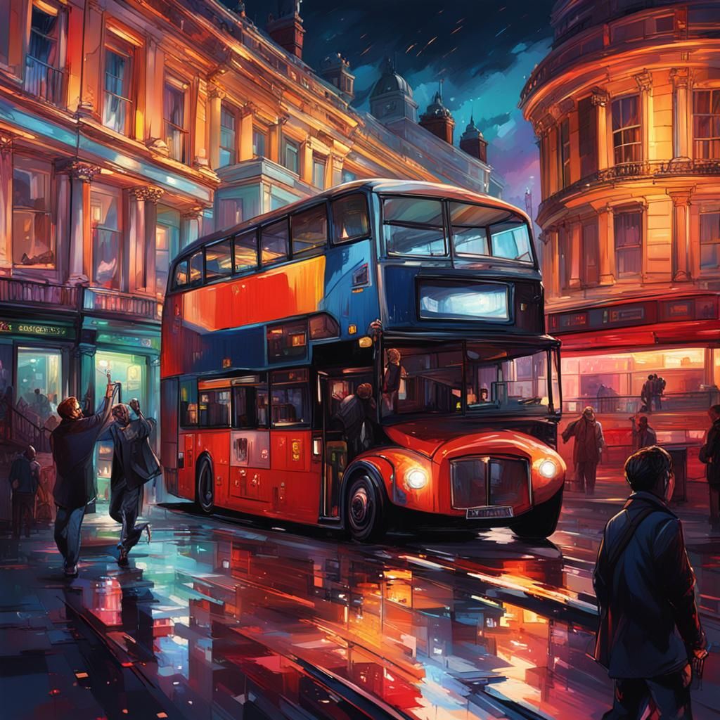 Epic London Nights: Hyperrealistic Splash Art