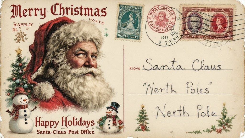 Vintage 1910 Christmas Postcard with Santa Claus