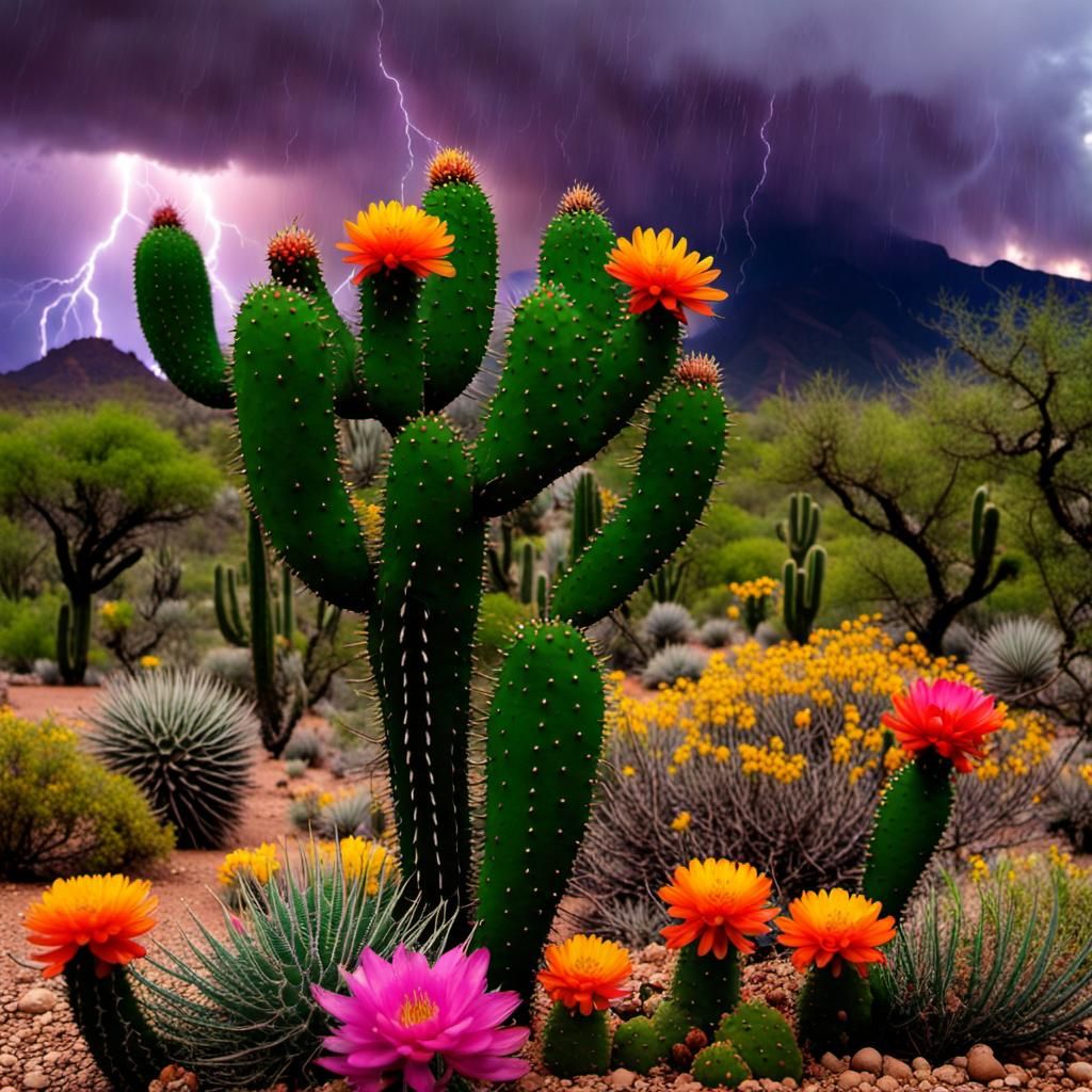 Vivid Sonoran Desert Monsoon Rains